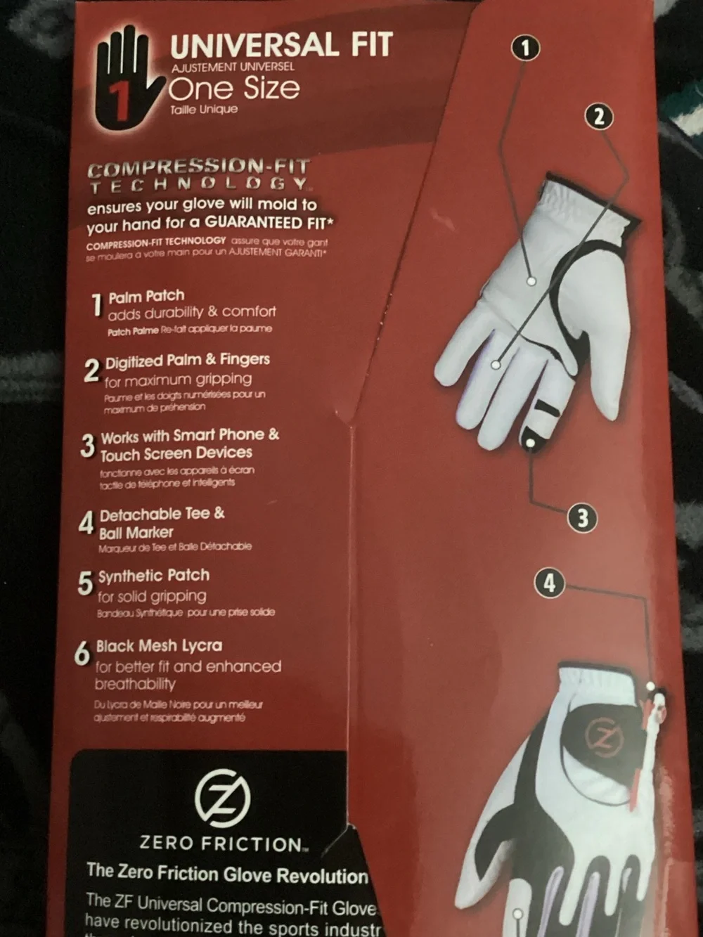 Junior Compression-Fit Golf Glove — Black & Red